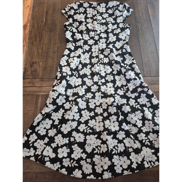 Tommy Hilfiger Womens Black & White Floral Fit & Flare Dress Size 8 - Picture 5 of 5